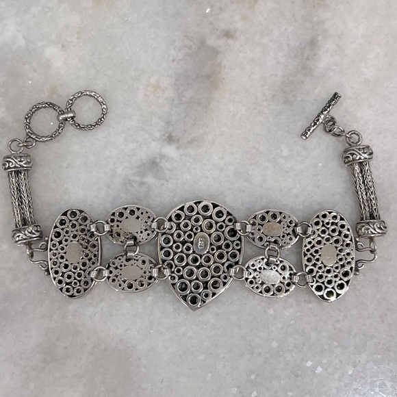 Sterling Silver Engraved Toggle Clasp Bracelet - Picture 12 of 13